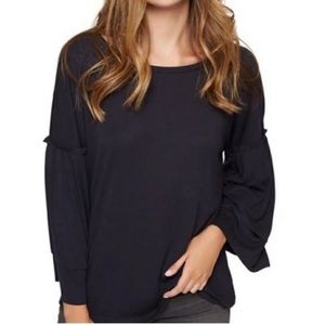 Sanctuary Urban Woodlands Flare Bell-Sleeve Top Dark Navy